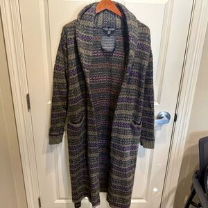 Ralph Lauren Black Label Cashmere Shearling Fur Cardigan Sweater Dress Coat Med